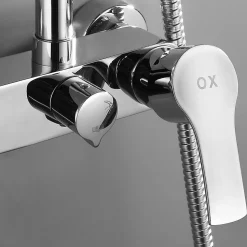 Colonne de douche extra-longue monocommande, carrée, 100-150 cm, finition chrome poli, en laiton Kibath