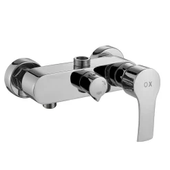 Colonne de douche extra-longue monocommande, carrée, 100-150 cm, finition chrome poli, en laiton Kibath