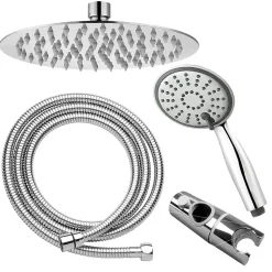 Colonne de douche extra-longue monocommande DUA ronde, 100-150 cm, finition chrome poli, en laiton Kibath