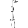 Colonne de douche façon inox et noir avec thermostatique Essebagno Kissy