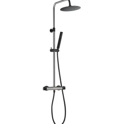 Colonne de douche façon inox et noir avec thermostatique Essebagno Kissy