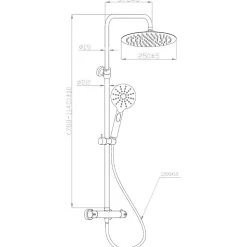 Colonne de douche façon inox et noir avec thermostatique Essebagno Kissy
