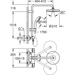 Colonne de douche GROHE TEMPESTA SYSTEM 210 - Colonne de douche GROHE TEMPESTA SYSTEM