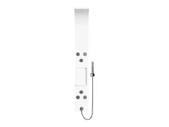 Colonne de douche hydromassante avec étagère - Blanc mat - 20 x 140 cm - ROANA