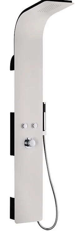 Colonne de douche hydromassante mécanique avec pommeau intégré + douchette + flexible, noir/blanc, Essebagno