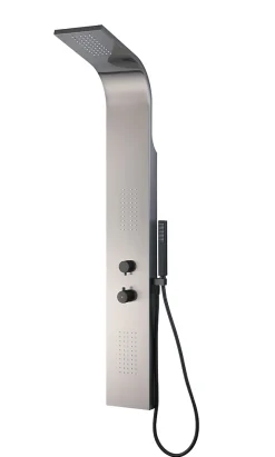 Colonne de douche hydromassante thermostatique avec pommeau + douchette + flexible finition gun metal, Essebagno Esseflat