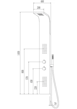 Colonne de douche hydromassante thermostatique avec pommeau + douchette + flexible finition gun metal, Essebagno Esseflat