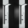Colonne de douche hydromassage en aluminium verni en poudre blanche mat (frontal) et noir mat (lateral)