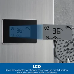 Colonne de Douche Hydromassante Panneau de douche Chromé en Inox Laiton Murale Système de Douche Digitale Multifonctionnel