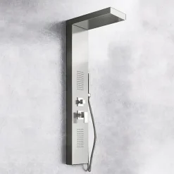 Colonne de douche hydromassage avec trois fonctions en acier brillant