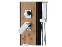 Colonne de douche hydromassante, pluie tropicale et panneau en bambou - 22 x 145 cm - DALIMA