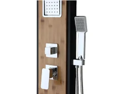 Colonne de douche hydromassante, pluie tropicale et panneau en bambou - 22 x 145 cm - DALIMA
