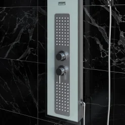 Colonne de douche hydromassante mécanique avec pommeau + douchette + flexible, blanc, Galedo Crystal
