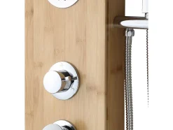 Colonne de douche hydromassante, pluie tropicale et panneau en bambou - 20 x 140 cm - TISSIA