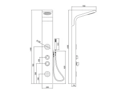 Colonne de douche hydromassante, pluie tropicale et panneau en bambou - 20 x 140 cm - TISSIA