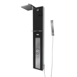 Colonne de douche hydromassante mécanique avec pommeau + douchette + flexible, noir, Galedo Crystal