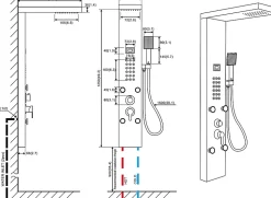 Colonne de Douche Hydromassante Panneau de douche Chromé en Inox Laiton Murale Système de Douche Digitale Multifonctionnel