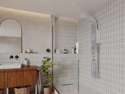 Colonne de douche hydromassante thermostatique à leds - 20 x 165cm - Argent - FELICITA