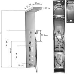 Colonne de douche hydromassante LULY 4 jets + 1 robinet Gris - Saniverre