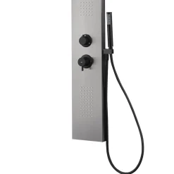 Colonne de douche hydromassante mécanique avec pommeau + douchette + flexible finition gun metal Essebagno Esseflat