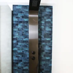Colonne de douche hydromassante mécanique avec pommeau + douchette + flexible finition gun metal Essebagno Esseflat