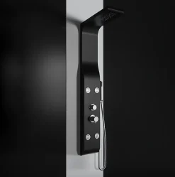 Colonne de douche hydromassage en ABS verni en poudre noir mat