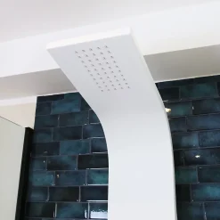Colonne de douche hydromassante mécanique avec pommeau + douchette + flexible blanc Essebagno Esseflat