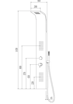 Colonne de douche hydromassante mécanique avec pommeau + douchette + flexible blanc Essebagno Esseflat