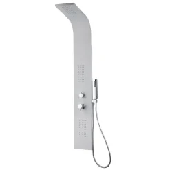 Colonne de douche hydromassante mécanique avec pommeau + douchette + flexible blanc Essebagno Esseflat