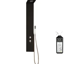 Colonne de douche KINEDO Aquastyle inox laquée noir mat + nettoyant Briochin