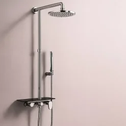 Colonne de douche mécanique avec tablette chromée Essebagno Apsara II