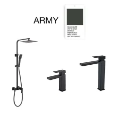 Colonne de douche mécanique avec barre extensible SKY BATH noir mat PVD Inox S304 série ARMY