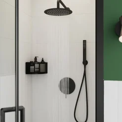 Colonne de douche mécanique encastrée en laiton massif finition noir mat, GoodHome Owens