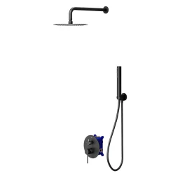 Colonne de douche mécanique encastrée en laiton massif finition noir mat, GoodHome Owens