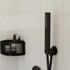 Colonne de douche mécanique encastrée en laiton massif finition noir mat, GoodHome Owens