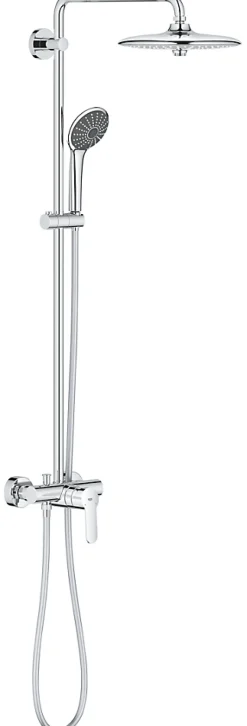 Colonne de douche mécanique avec pommeau + douchette 3 jets + flexible + barre réglable, chrome, Grohe Vitalio Joy System 260