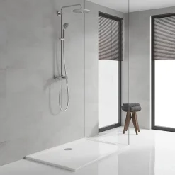 Colonne de douche mécanique avec pommeau + douchette 3 jets + flexible + barre réglable, chrome, Grohe Vitalio Joy System 260