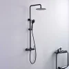 Colonne de douche mécanique avec barre extensible SKY BATH noir mat PVD Inox S304 série ROCK
