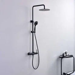 Colonne de douche mécanique avec barre extensible SKY BATH noir mat PVD Inox S304 série ROCK