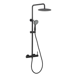 Colonne de douche mécanique avec barre extensible SKY BATH noir mat PVD Inox S304 série ROCK