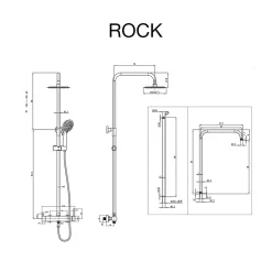 Colonne de douche mécanique avec barre extensible SKY BATH noir mat PVD Inox S304 série ROCK
