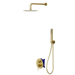 Colonne de douche mécanique encastrée en laiton massif finition satin, GoodHome Owens