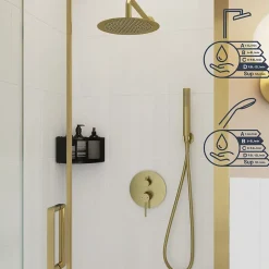 Colonne de douche mécanique encastrée en laiton massif finition satin, GoodHome Owens