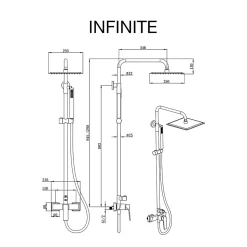 Colonne de douche mécanique avec barre extensible SKY BATH noir cristal et or rose PVD série INFINITE