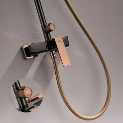 Colonne de douche mécanique avec barre extensible SKY BATH noir cristal et or rose PVD série INFINITE