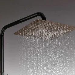 Colonne de douche mécanique avec barre extensible SKY BATH noir cristal et or rose PVD série INFINITE