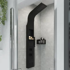 Colonne de douche mécanique hydromassante, noir mat, GoodHome Layra
