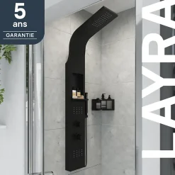 Colonne de douche mécanique hydromassante, noir mat, GoodHome Layra