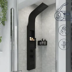 Colonne de douche mécanique hydromassante, noir mat, GoodHome Layra