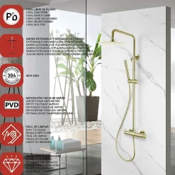 Colonne de douche mécanique avec barre extensible SKY BATH or brossé PVD série DIAMOND